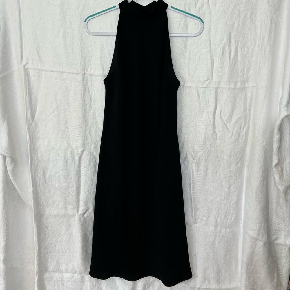 Jones Wear New York Elegant Black Midi Dress- Halter Neckline & Open Back Detail
